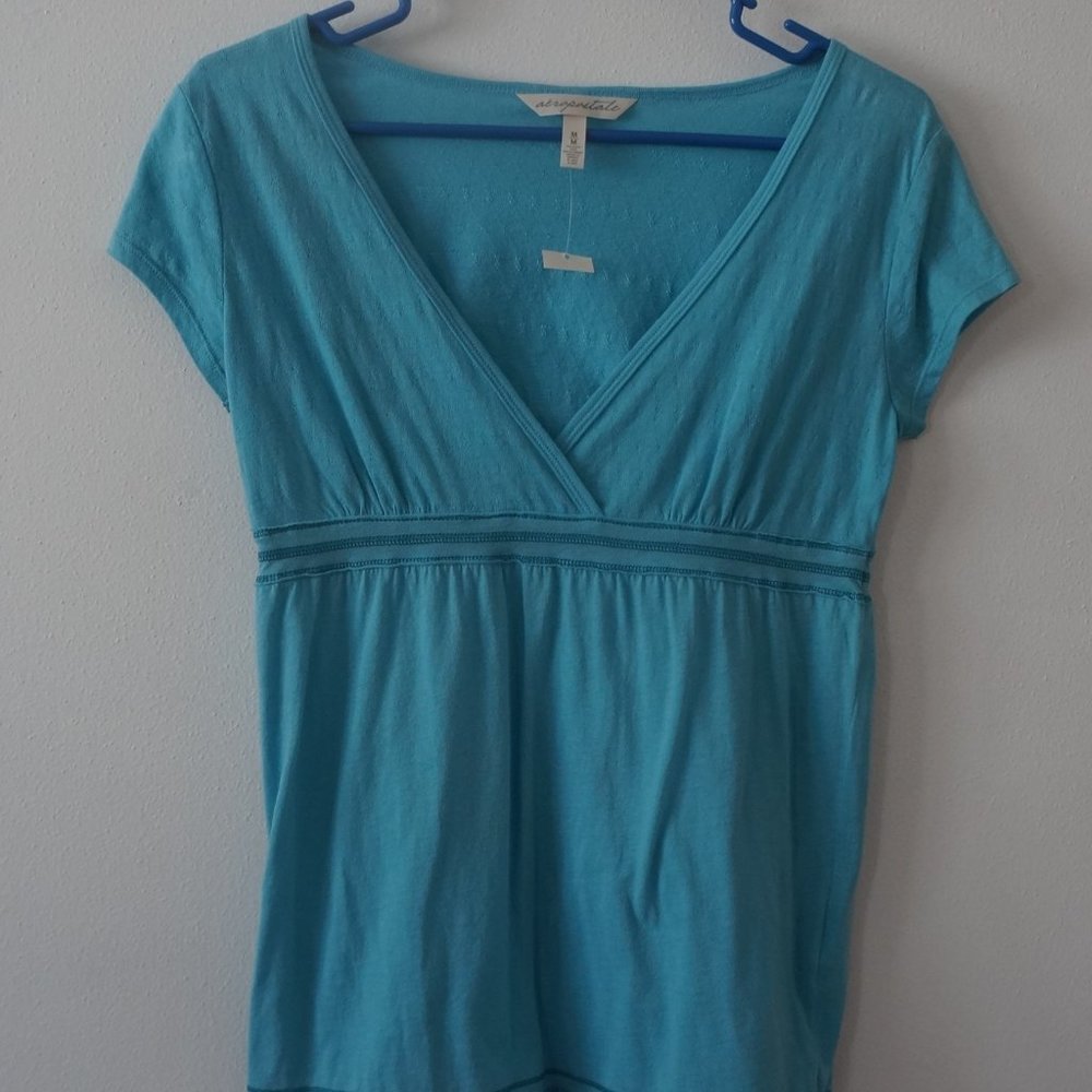 aeropostale Blue Knit Top Short Sleeve M